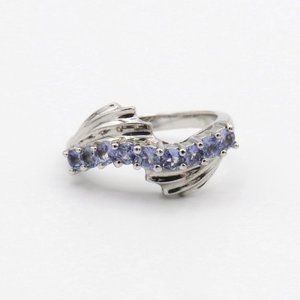 14k White Gold Tanzanite Cocktail Ring Size 5.25